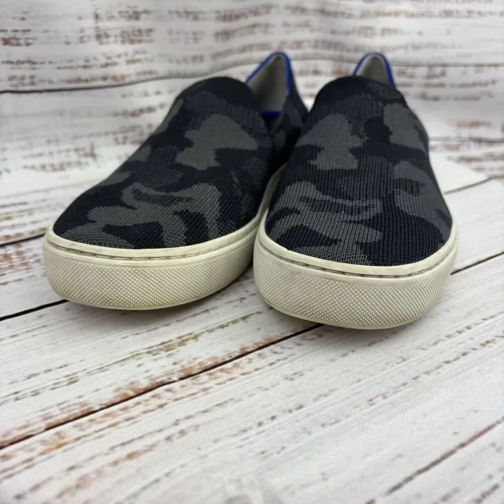 Rothys The Original Slip On Sneaker Womens Size 7 Gray Black Camo Knit‎ Shoes